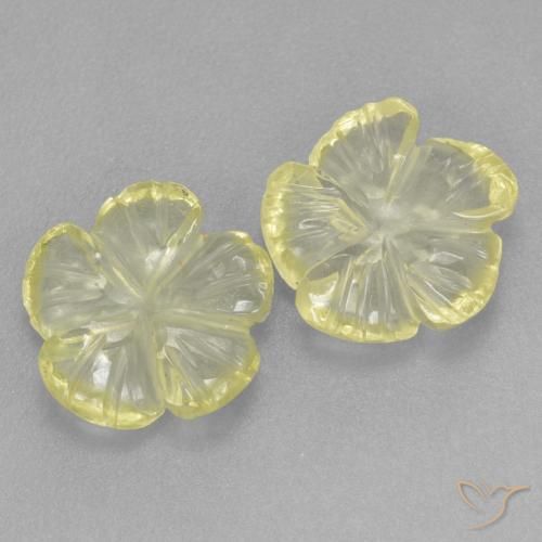 Pedras preciosas de Quartzo Limão amarelo natural de 2.90 ct, Flor cortada, Transparente