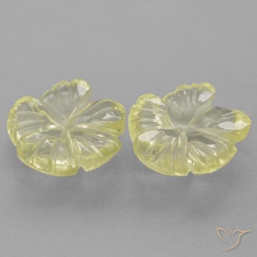 Pedras preciosas de Quartzo Limão amarelo natural de 2.90 ct, Flor cortada, Transparente