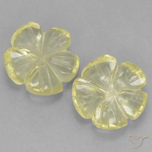 5.33ctw Natural Limão amarelo Quartzo, Flor cortada, Transparente