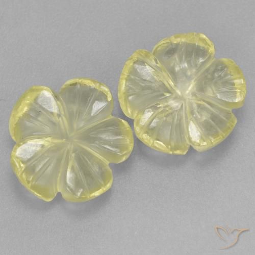 Pedras preciosas de Quartzo Limão amarelo natural de 5.33 ct, Flor cortada, Transparente