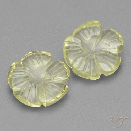 5.63ctw Natural Luz amarela Quartzo, Flor cortada, Transparente