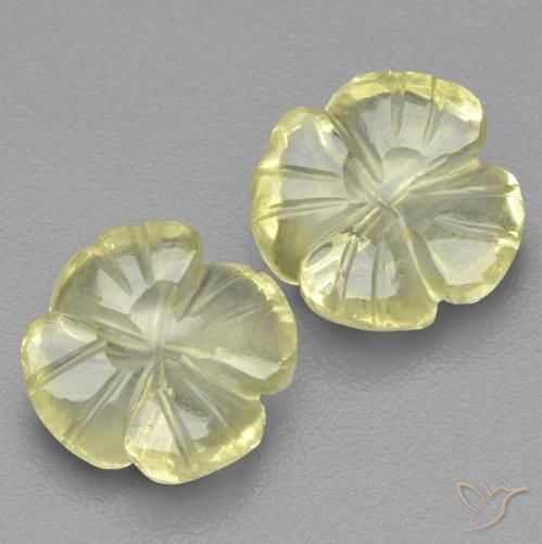 5.03ctw Natural Limão amarelo Quartzo, Flor cortada, Transparente