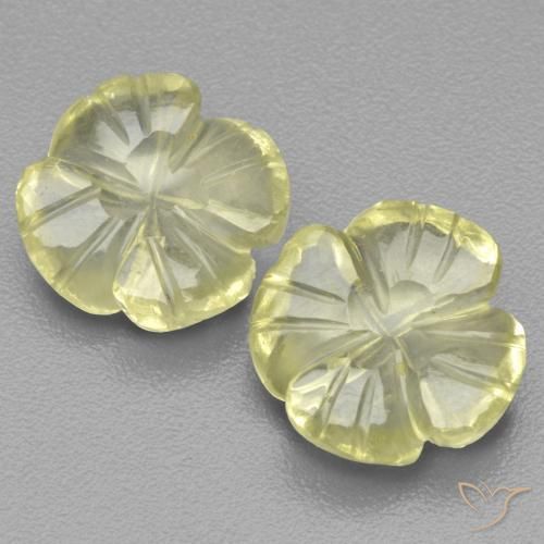 Pedras preciosas de Quartzo Limão amarelo natural de 5.03 ct, Flor cortada, Transparente