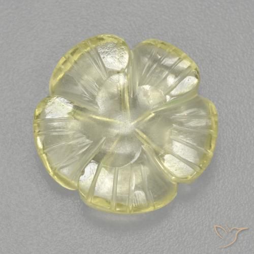Quartzo Amarelo claro médio Natural 4.48ct, Flor cortada, Transparente