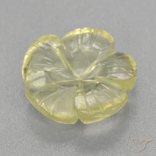 Quartzo Amarelo claro médio Natural 4.48ct, Flor cortada, Transparente