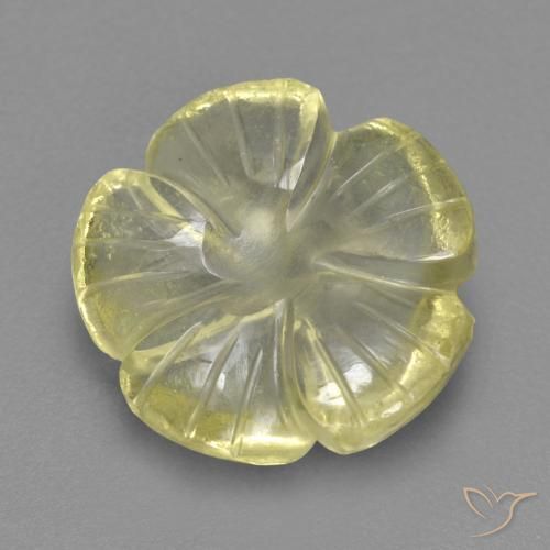 Quartzo Limão amarelo Natural 4.69ct, Flor cortada, Transparente