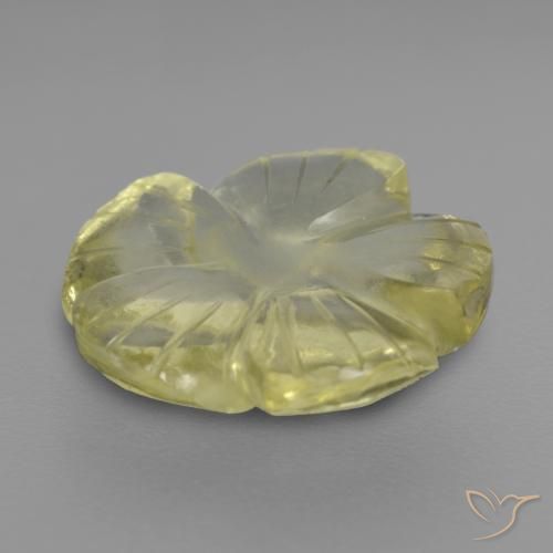 Quartzo Limão amarelo Natural 4.69ct, Flor cortada, Transparente