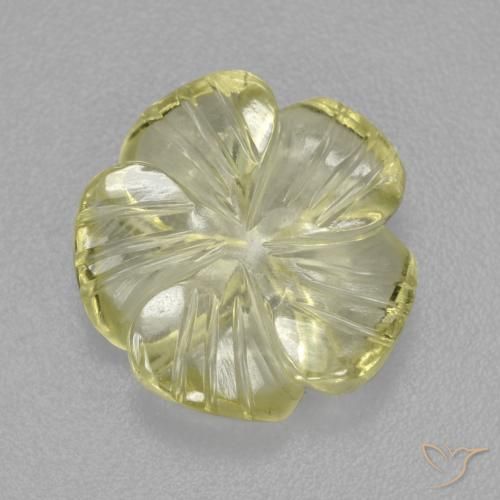 Quartzo Amarelo claro médio Natural 4.84ct, Flor cortada, Transparente