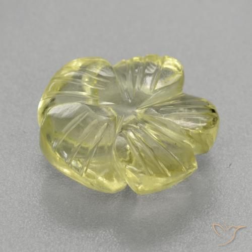 Quartzo Amarelo claro médio Natural 4.84ct, Flor cortada, Transparente