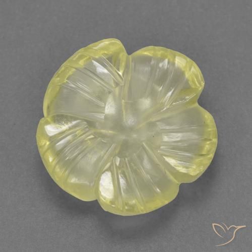 Quartzo Amarelo claro médio Natural 4.30ct, Flor cortada, Transparente