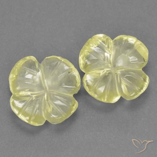 Pedras preciosas de Quartzo Limão amarelo natural de 3.53 ct, Flor cortada, Transparente