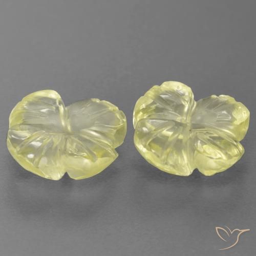 Pedras preciosas de Quartzo Limão amarelo natural de 3.53 ct, Flor cortada, Transparente