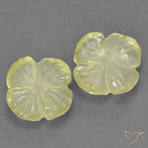 Pedras preciosas de Quartzo Amarelo claro médio natural de 2.64 ct, Flor cortada, Transparente
