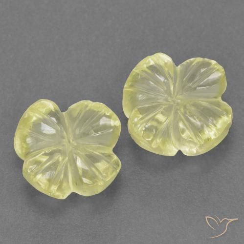 Pedras preciosas de Quartzo Limão amarelo natural de 2.50 ct, Flor cortada, Transparente