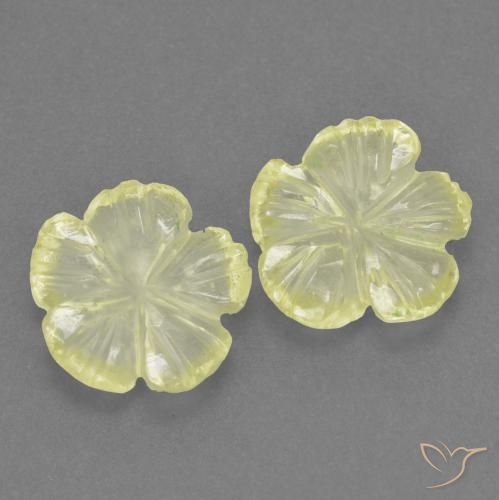 Pedras preciosas de Quartzo Amarelo claro médio natural de 2.03 ct, Flor cortada, Transparente