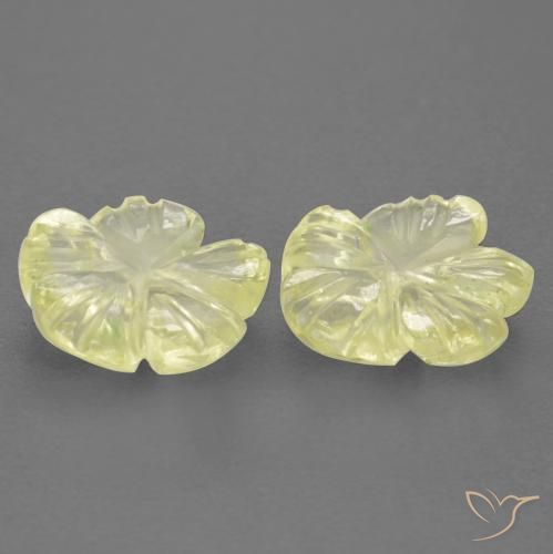 Pedras preciosas de Quartzo Amarelo claro médio natural de 2.03 ct, Flor cortada, Transparente