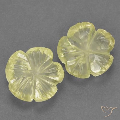 Pedras preciosas de Quartzo Limão amarelo natural de 2.87 ct, Flor cortada, Transparente