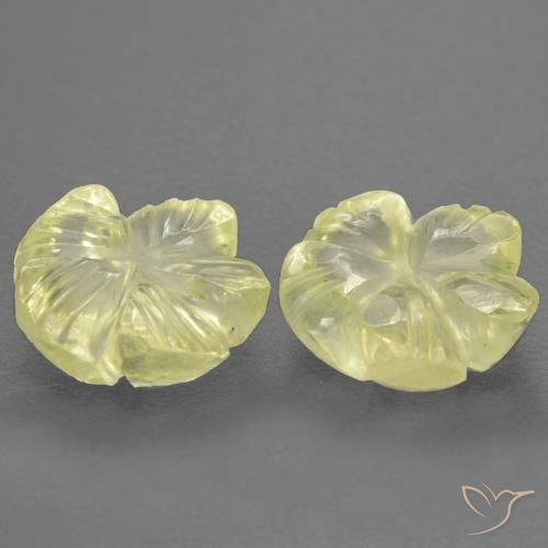 Pedras preciosas de Quartzo Limão amarelo natural de 2.87 ct, Flor cortada, Transparente