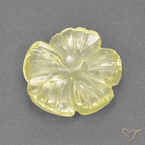 3.42ct Natural Amarelo claro Quartzo, Flor cortada, Transparente