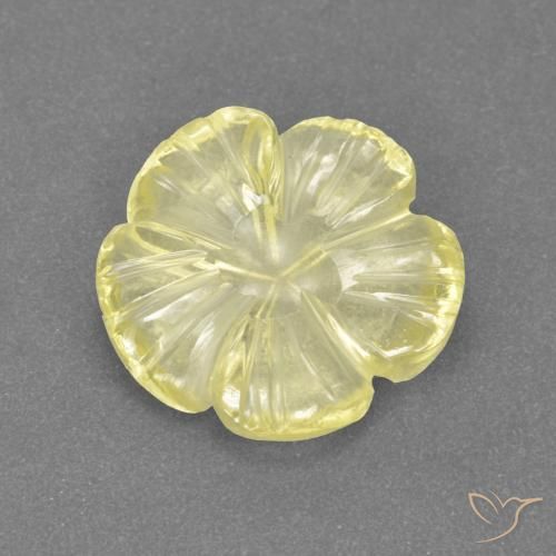 Quartzo Amarelo claro Natural 3.42ct, Flor cortada, Transparente