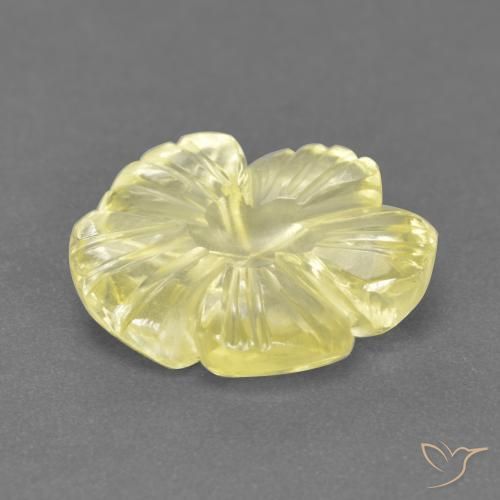 Quartzo Amarelo claro Natural 3.42ct, Flor cortada, Transparente