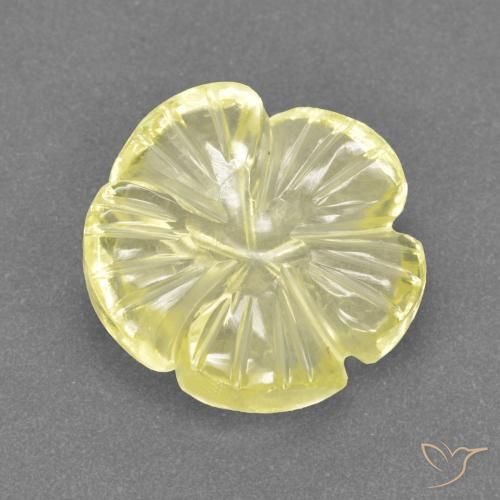 Quartzo Amarelo claro médio Natural 4.16ct, Flor cortada, Transparente
