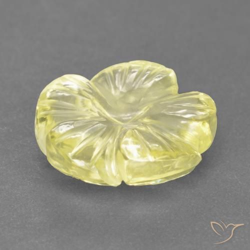 Quartzo Amarelo claro médio Natural 4.16ct, Flor cortada, Transparente