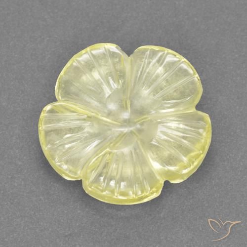 Quartzo Amarelo claro médio Natural 3.40ct, Flor cortada, Transparente