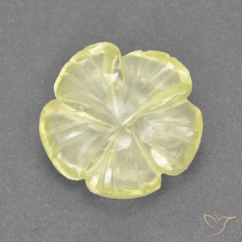 Quartzo Amarelo claro médio Natural 3.23ct, Flor cortada, Transparente