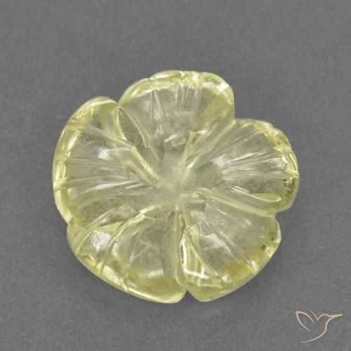 Quartzo Amarelo claro médio Natural 2.52ct, Flor cortada, Transparente