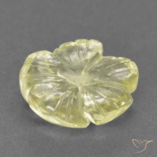 Quartzo Amarelo claro médio Natural 2.52ct, Flor cortada, Transparente