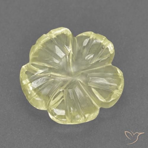 Quartzo Amarelo claro médio Natural 3.22ct, Flor cortada, Transparente