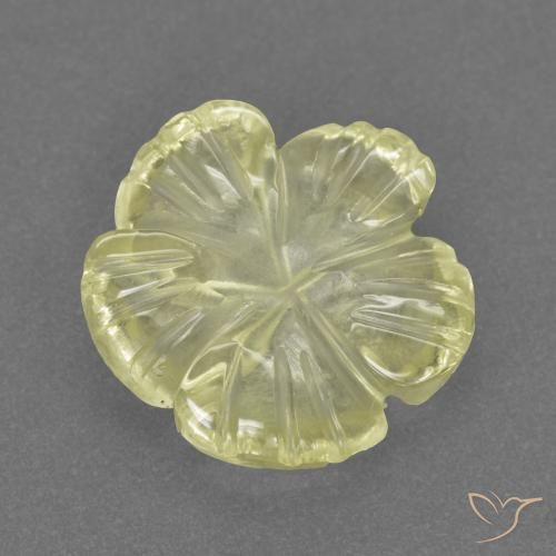 Quartzo Amarelo claro médio Natural 2.26ct, Flor cortada, Transparente