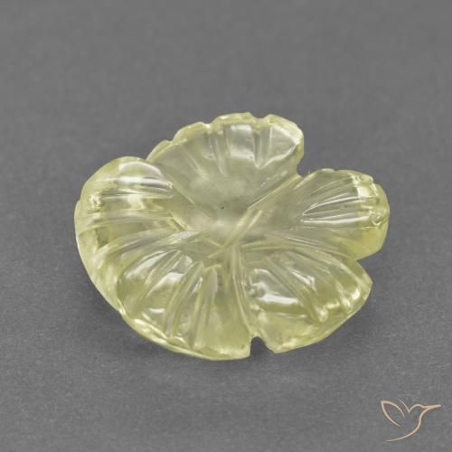 Quartzo Amarelo claro médio Natural 2.26ct, Flor cortada, Transparente