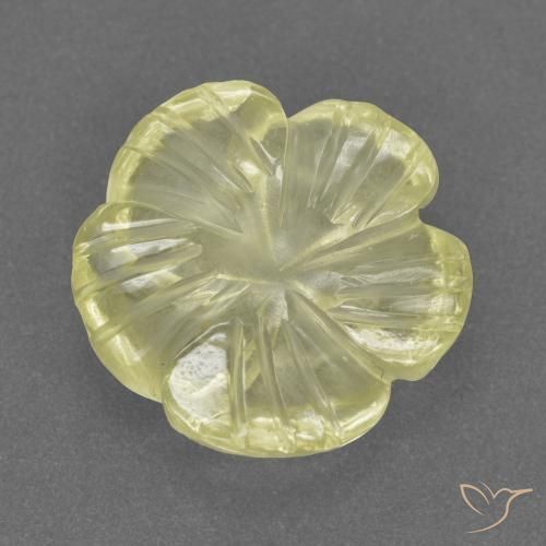 Quartzo Amarelo claro médio Natural 3.72ct, Flor cortada, Transparente