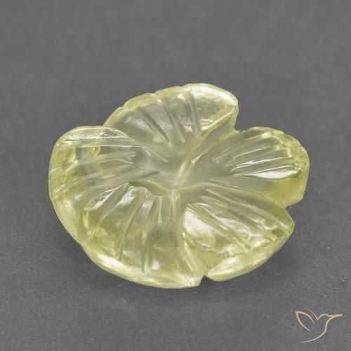 Quartzo Amarelo claro médio Natural 3.72ct, Flor cortada, Transparente