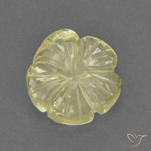 Quartzo Amarelo claro médio Natural 3.13ct, Flor cortada, Transparente