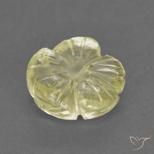 Quartzo Amarelo claro médio Natural 3.13ct, Flor cortada, Transparente
