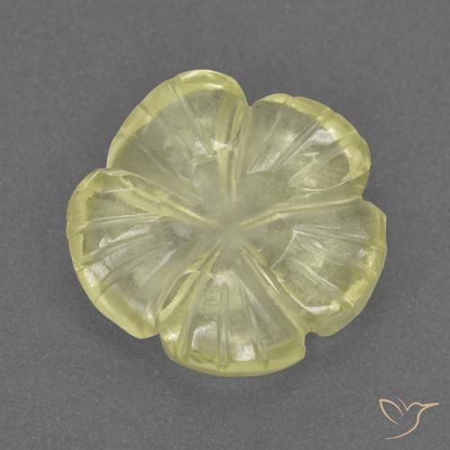 Quartzo Amarelo claro médio Natural 3.08ct, Flor cortada, Transparente