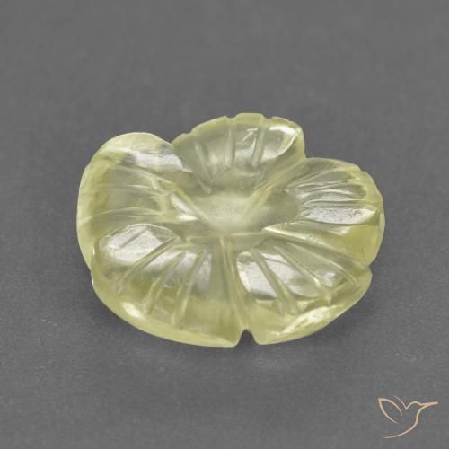 Quartzo Amarelo claro médio Natural 3.08ct, Flor cortada, Transparente