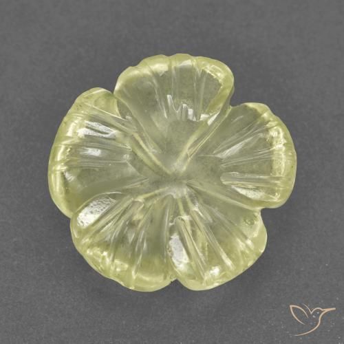 Quartzo Amarelo claro médio Natural 3.31ct, Flor cortada, Transparente