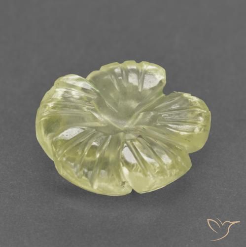 Quartzo Amarelo claro médio Natural 3.31ct, Flor cortada, Transparente