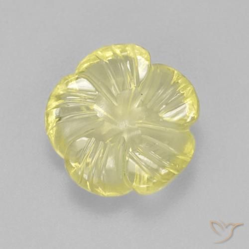 3.36ct Natural Luz amarela Quartzo, Flor cortada, Transparente