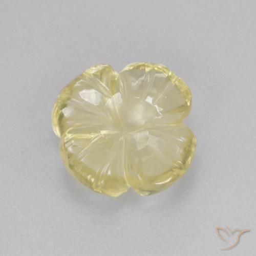 Quartzo Amarelo Esverdeado Claro Natural 2.31ct, Flor cortada, Transparente