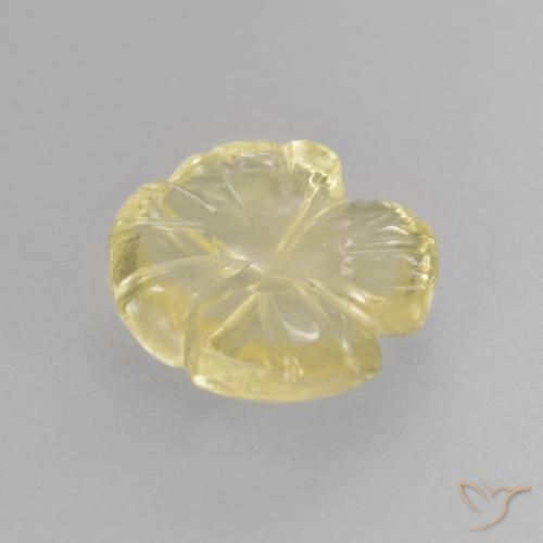 Quartzo Amarelo Esverdeado Claro Natural 2.31ct, Flor cortada, Transparente