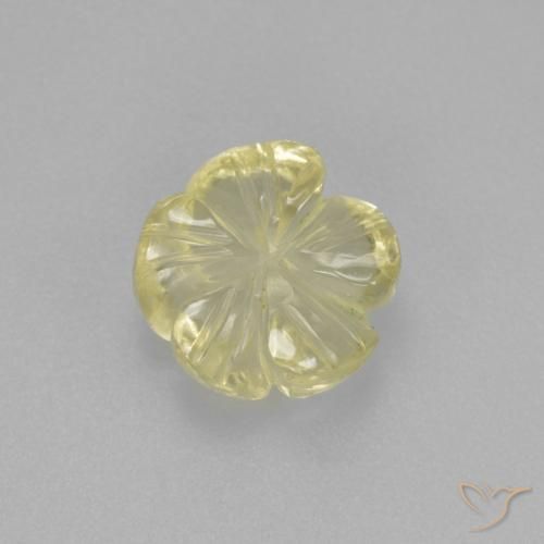 Quartzo Amarelo Esverdeado Claro Natural 1.96ct, Flor cortada, Transparente