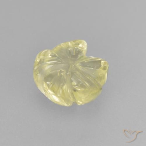 Quartzo Amarelo Esverdeado Claro Natural 1.96ct, Flor cortada, Transparente