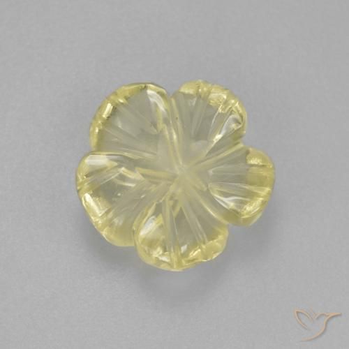 2.21ct Natural Amarelo Esverdeado Claro Quartzo, Flor cortada, Transparente