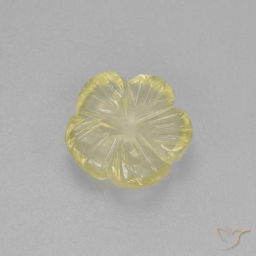 Quartzo Amarelo Esverdeado Claro Natural 1.56ct, Flor cortada, Transparente