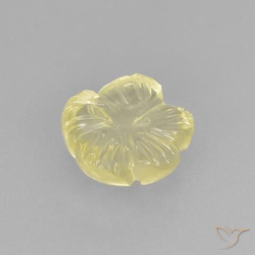 Quartzo Amarelo Esverdeado Claro Natural 1.56ct, Flor cortada, Transparente